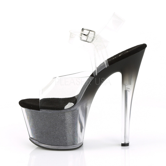 Glitter Platform Clear Transparent High Heel Shoes - Picture 2 of 4